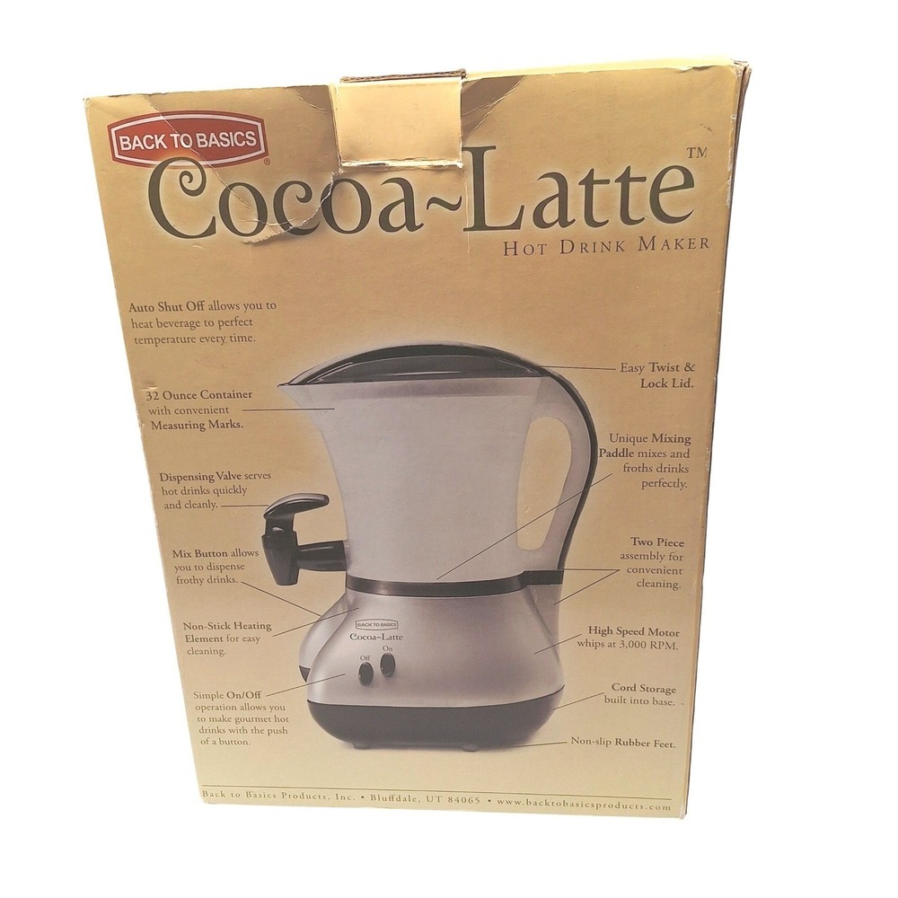 Back to Basics Cocoa-Latte Hot Drink Maker Black Silver Frother Mixer HBL300